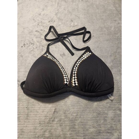 Victoria's Secret M Black Padded Triangle Bikini Top - Picture 1 of 3